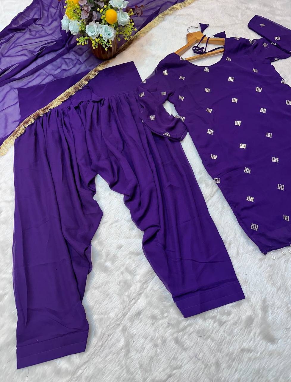 Party Wear Beautiful Top, Bottom And Dupatta