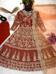 Designer Party Wear Gown With Bottom And Dupatta