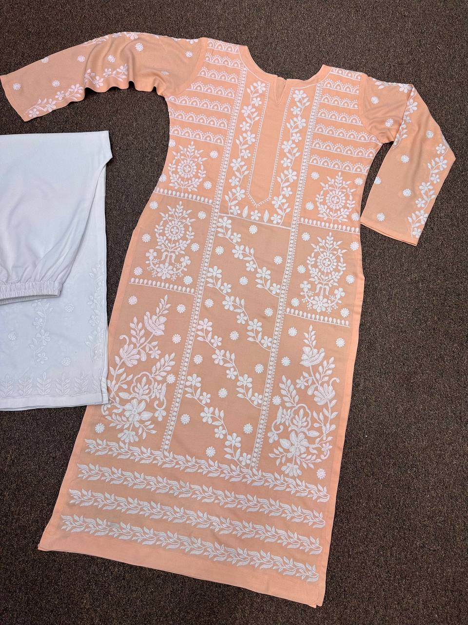 Beautiful Top And Plazzo With Embroidery Thread Work