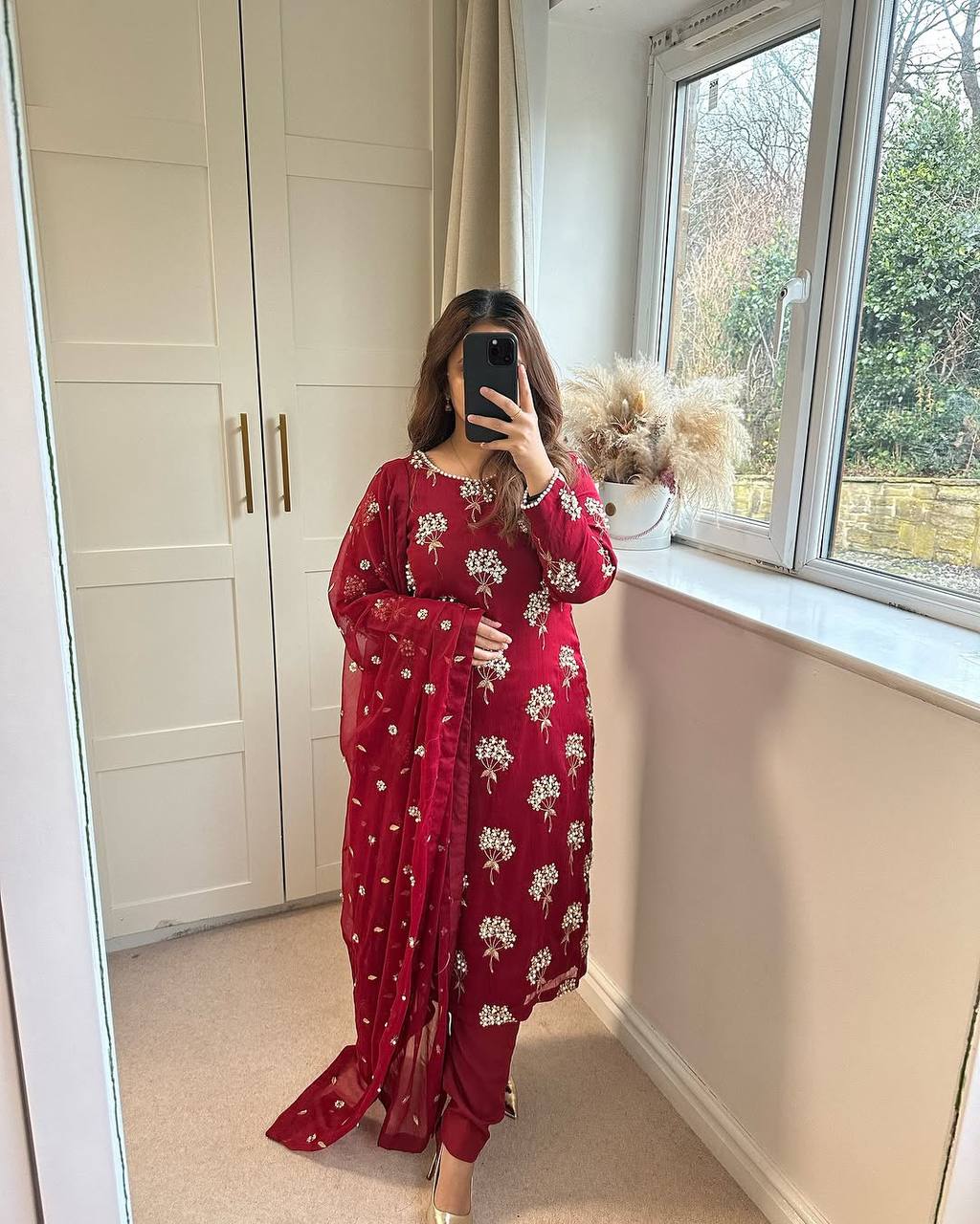 Designer Long Top , Pant And Dupatta In Fancy Style