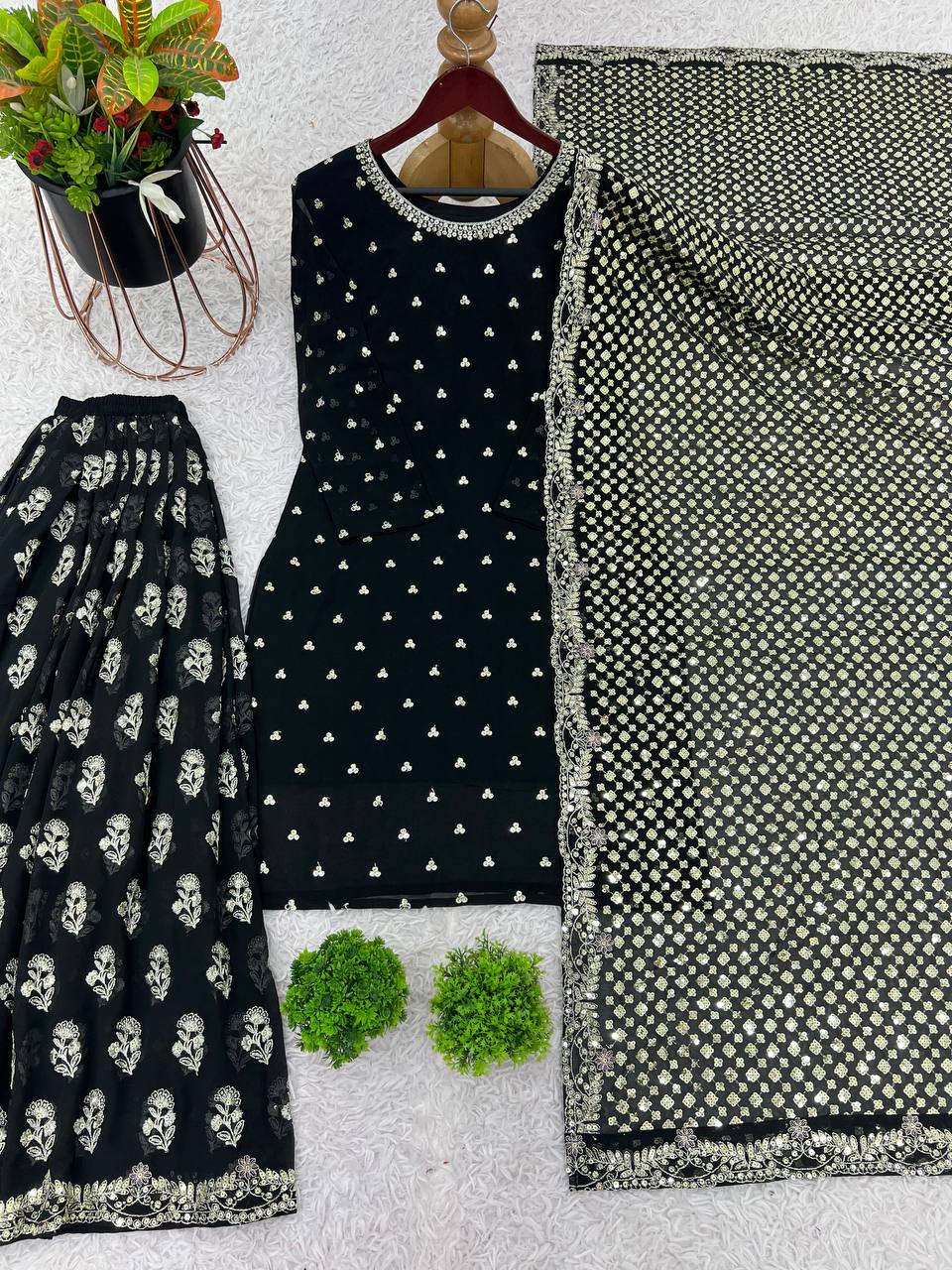 Designer Party Wear Look Top-Plazzo And Fancy Dupatta