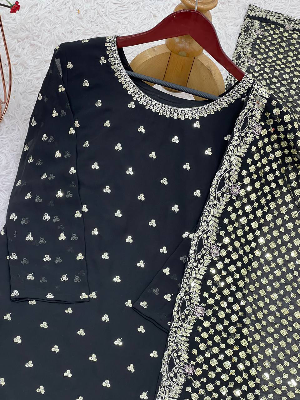 Designer Party Wear Look Top-Plazzo And Fancy Dupatta