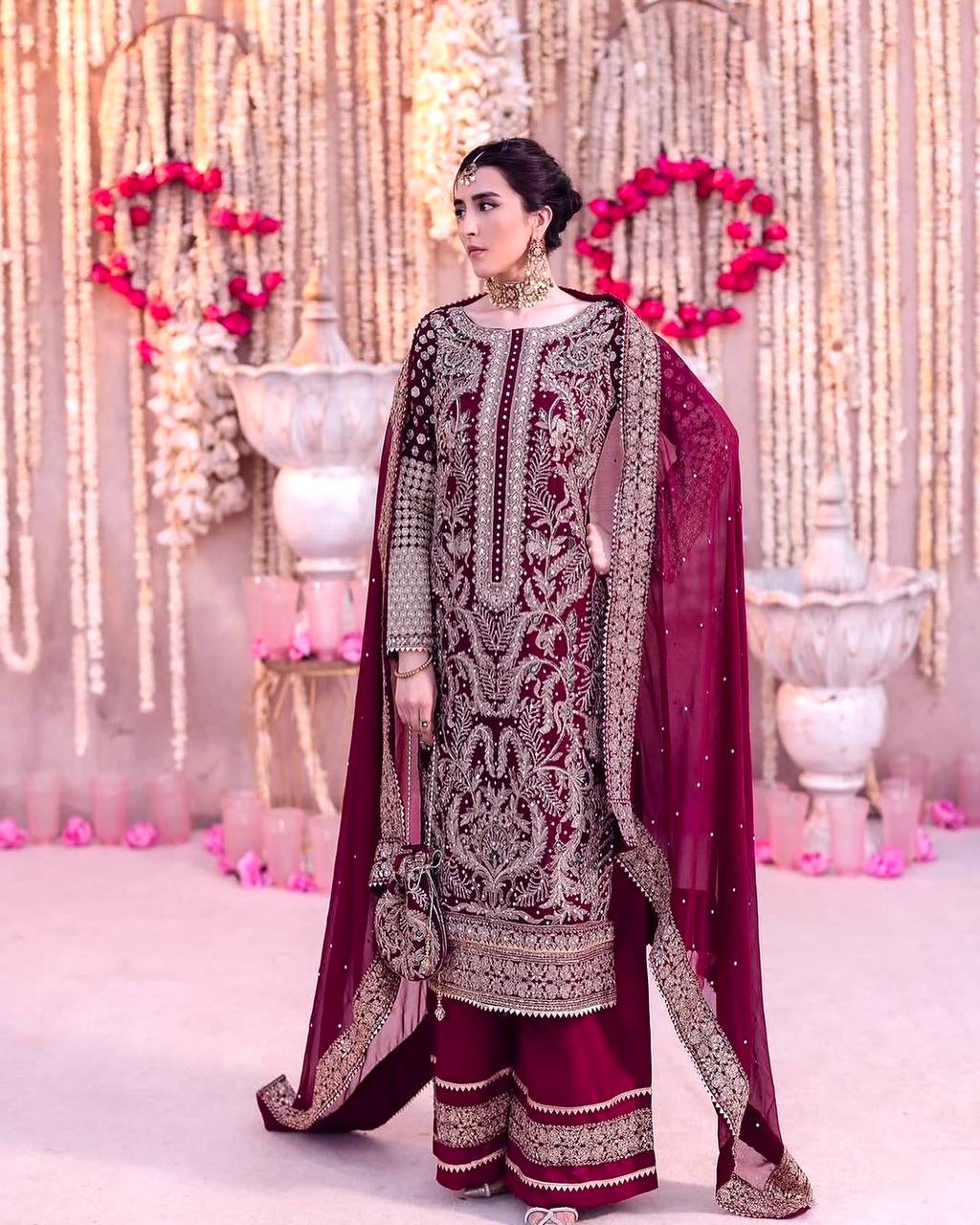 Designer Top-Plazzo And Dupatta With Embroidery Sequence Work