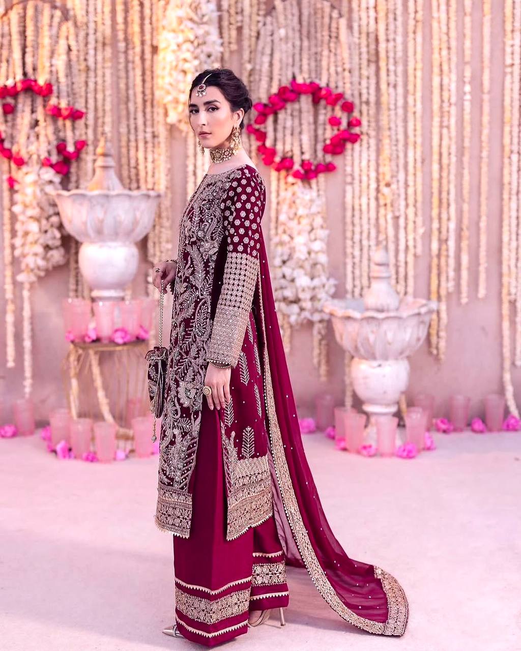 Designer Top-Plazzo And Dupatta With Embroidery Sequence Work