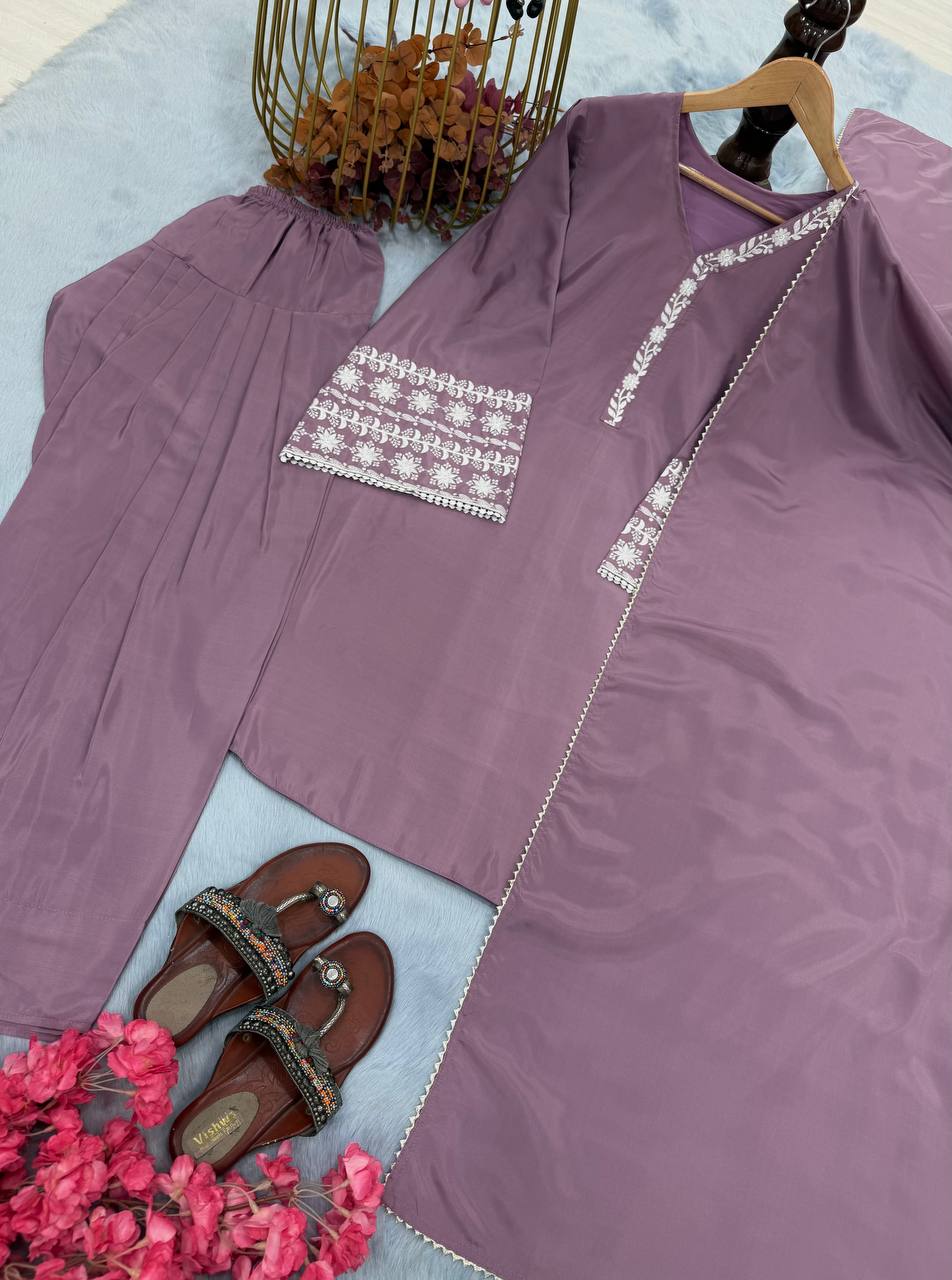 Designer Party Wear Look Top With Plazzo And Dupatta