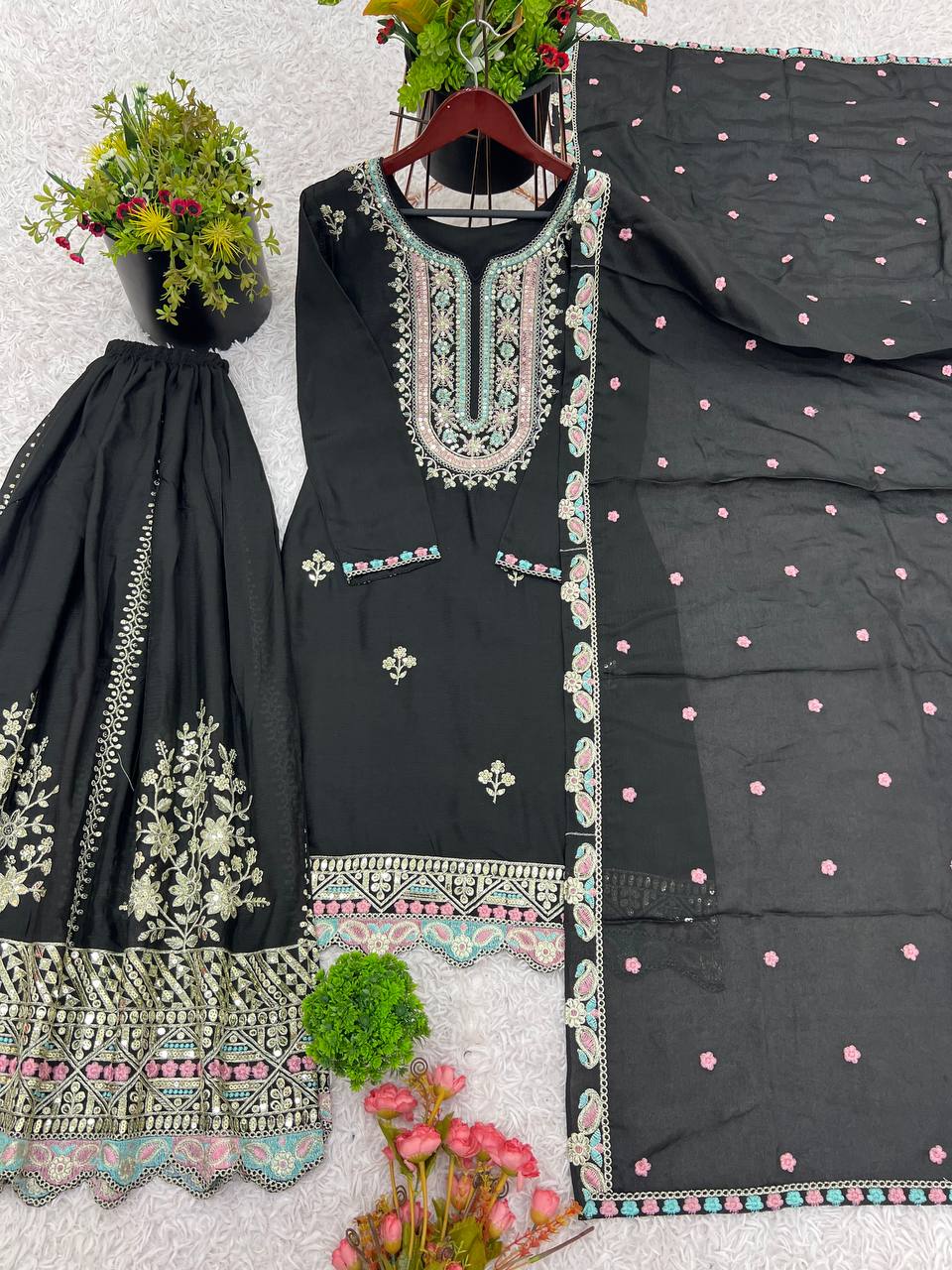 Designer Party Wear Look Fancy Top-Dupatta And Sharara