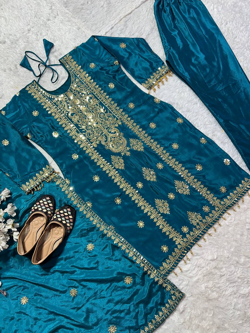 Designer Party Wear Look Top-Pent And Dupatta With Heavy Embroidery Work