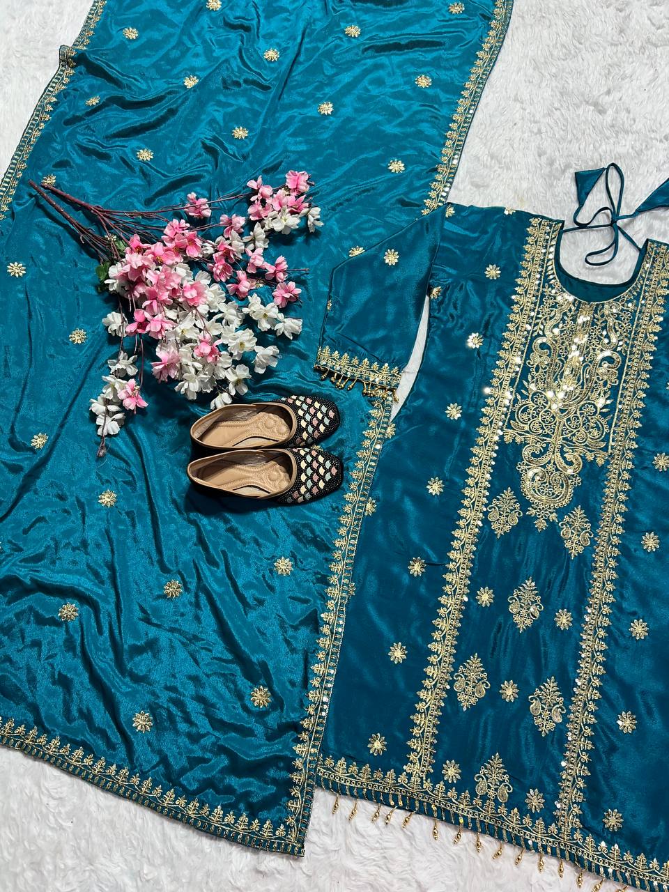 Designer Party Wear Look Top-Pent And Dupatta With Heavy Embroidery Work