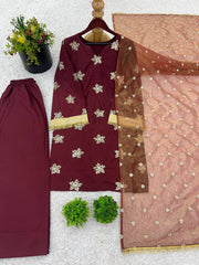 Designer Party Wear Top-Bottom And Dupatta