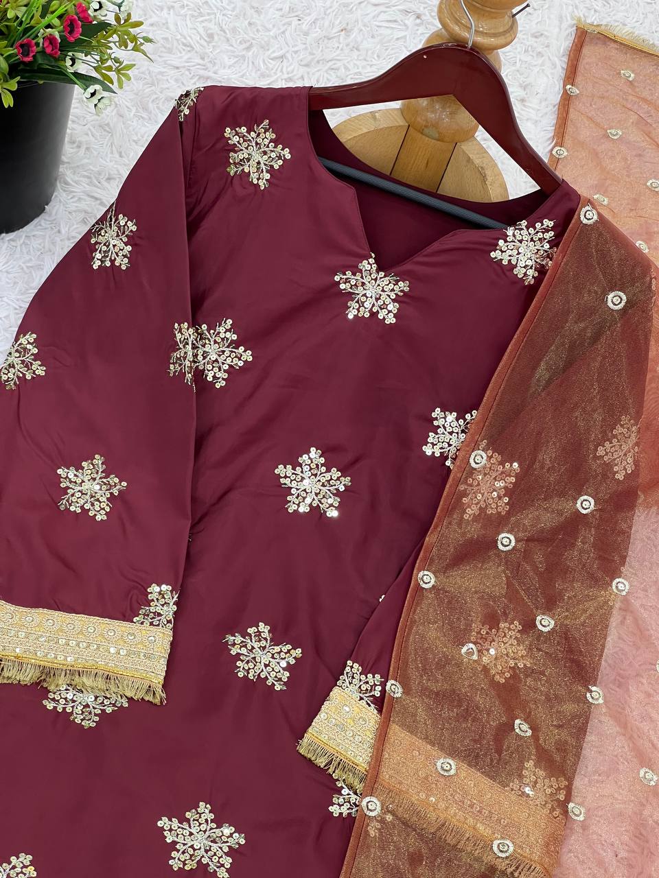 Designer Party Wear Top-Bottom And Dupatta