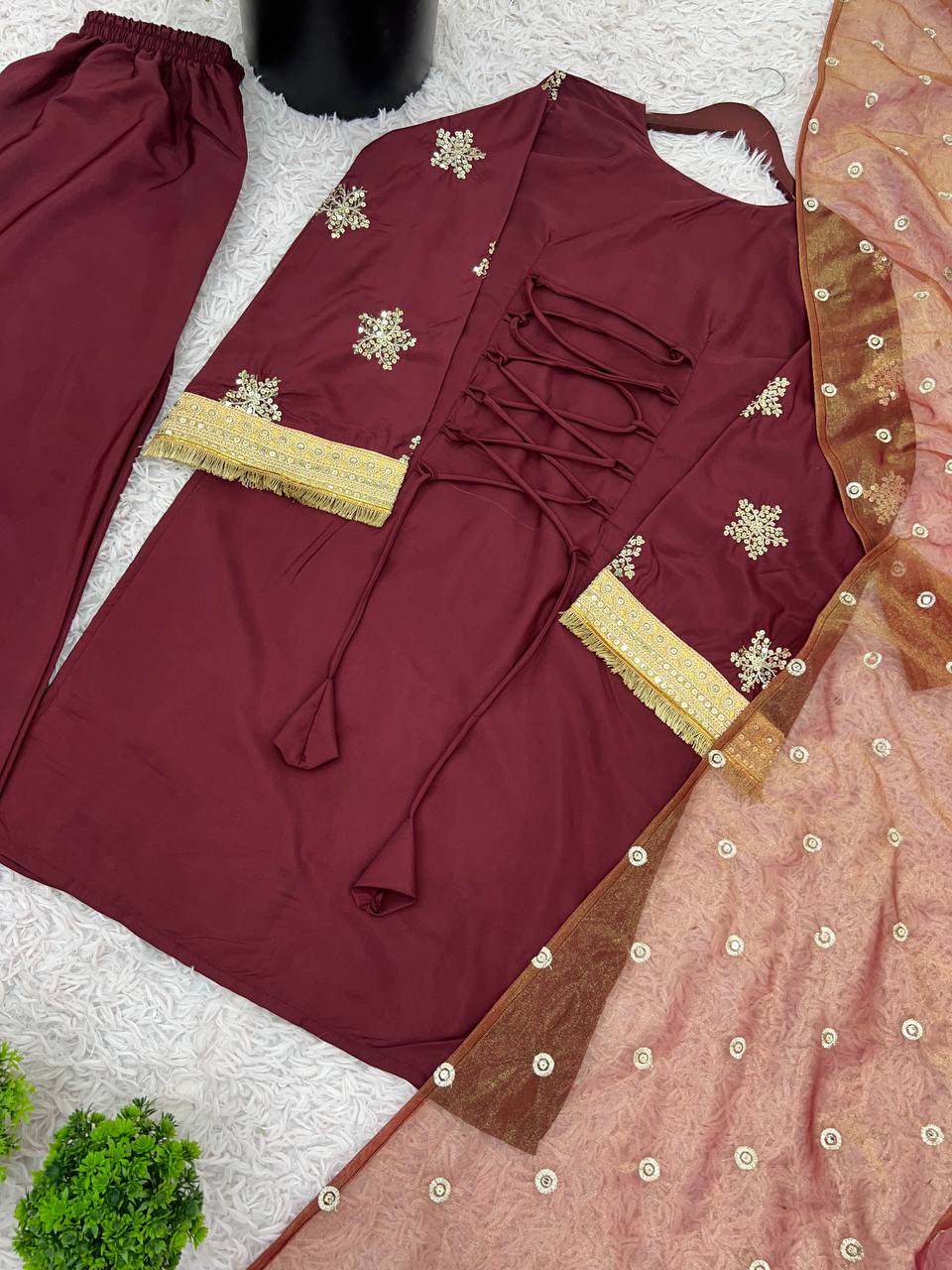 Designer Party Wear Top-Bottom And Dupatta