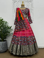 Beautiful Lehenga Choli With Fancy Digital Print With Embroidery Sequence Work