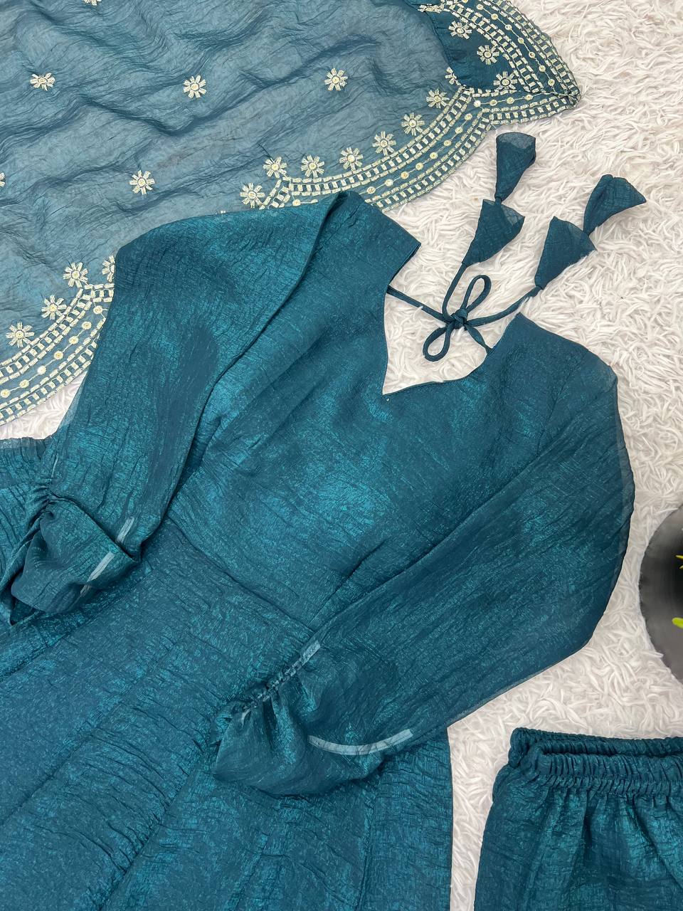 Designer Party Wear Look Gown-Dupatta With Embroidery Sequence Work