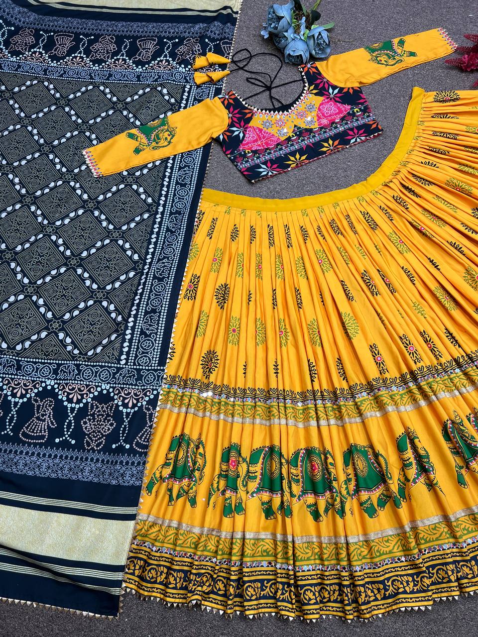 Designer Lehenga- Choli With Dupatta With Real Mirror Hand Work
