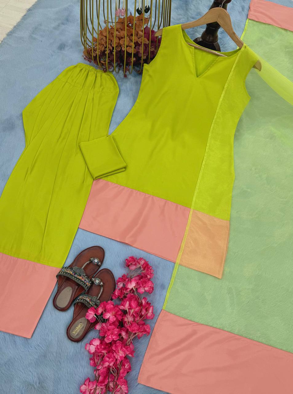 Designer Party Wear Look Top-Plazzo And Dupatta