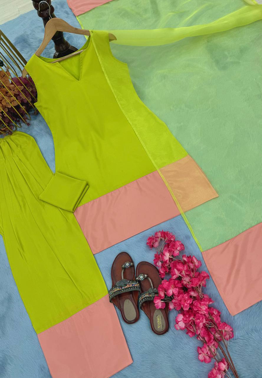 Designer Party Wear Look Top-Plazzo And Dupatta