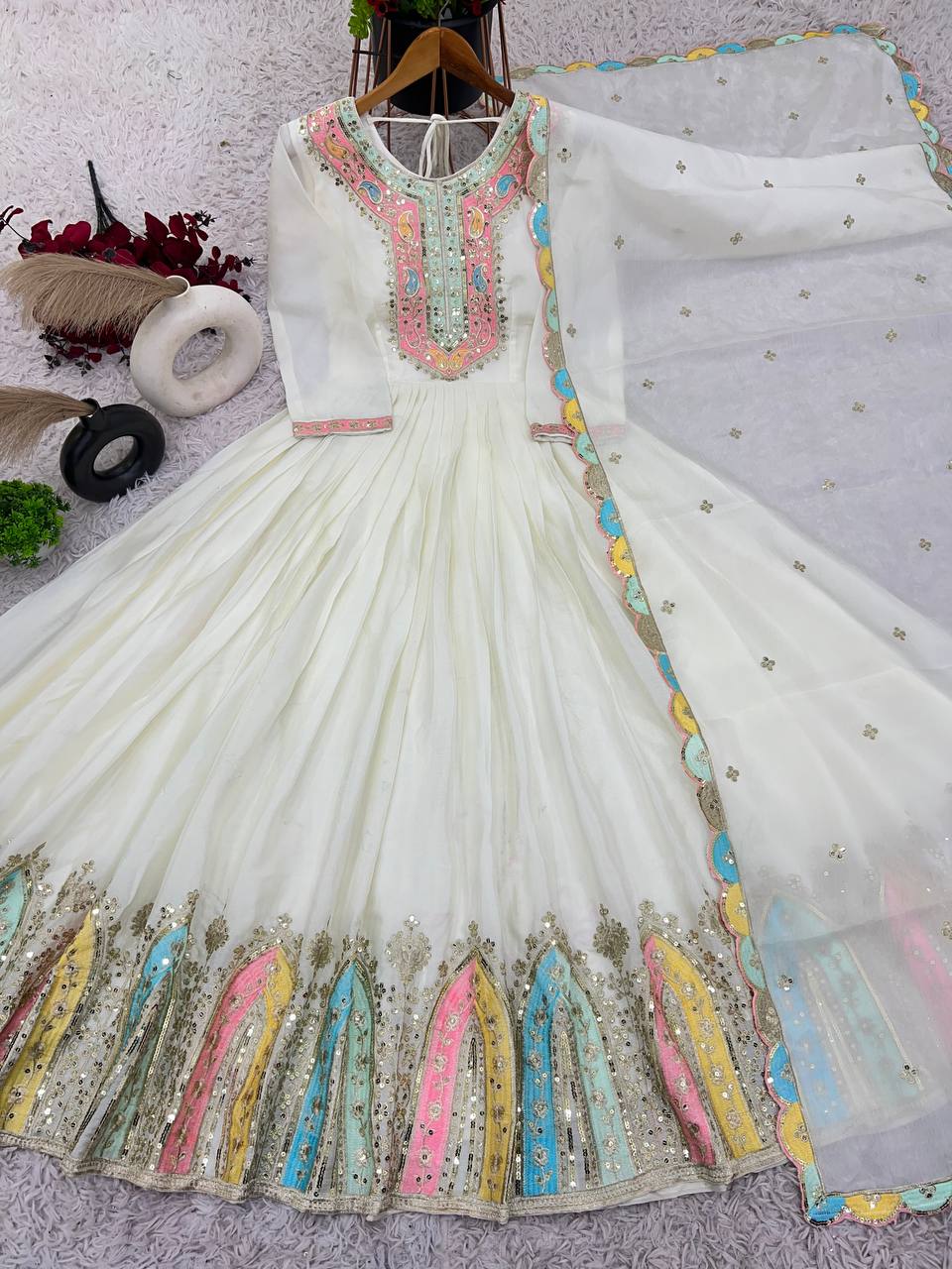 Beautiful Designer Party Wear Look Gown-Dupatta
