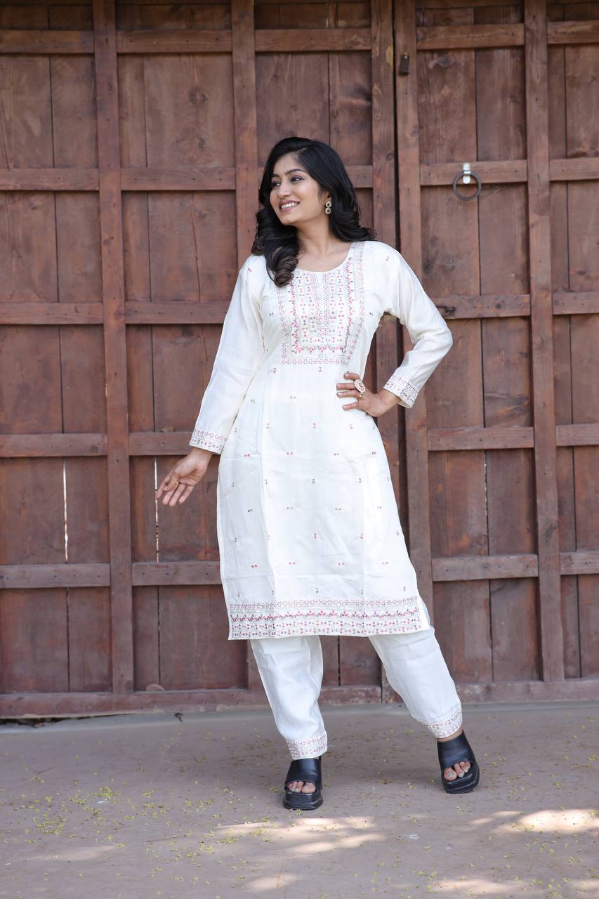 Party Wear Beautiful Top And Bottom With Embroidery Work