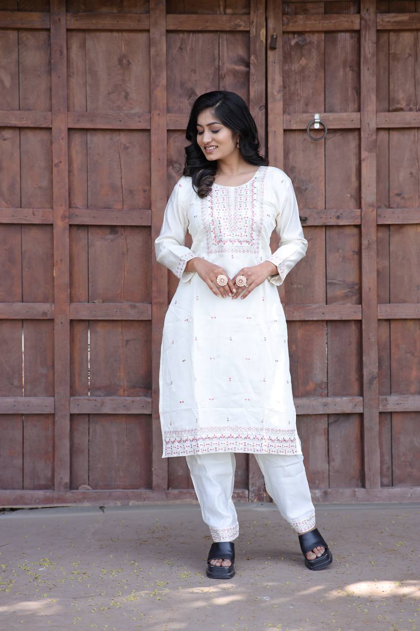 Party Wear Beautiful Top And Bottom With Embroidery Work