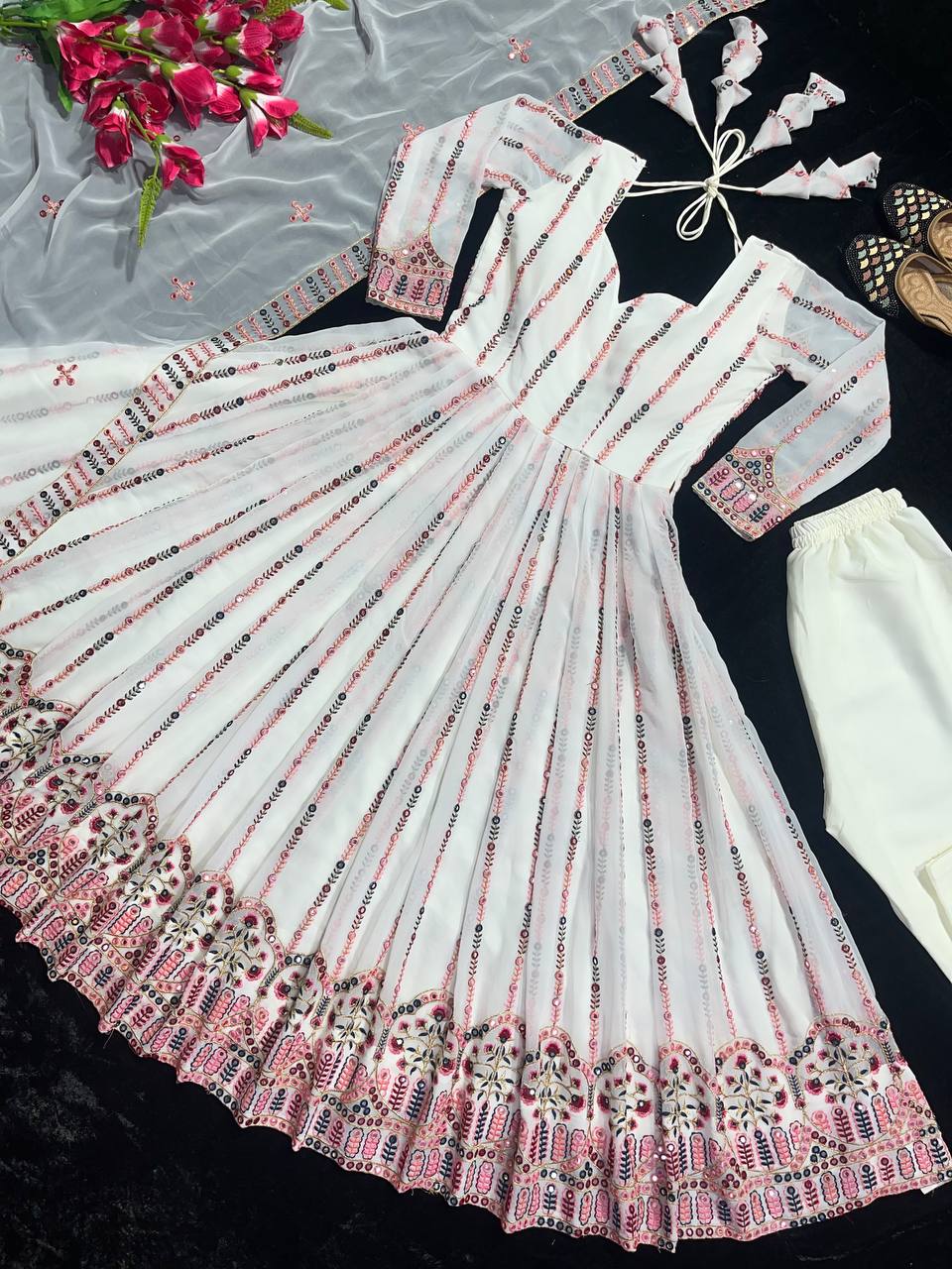 Designer Party Wear Look Anarkali Gown Pent And Dupatta