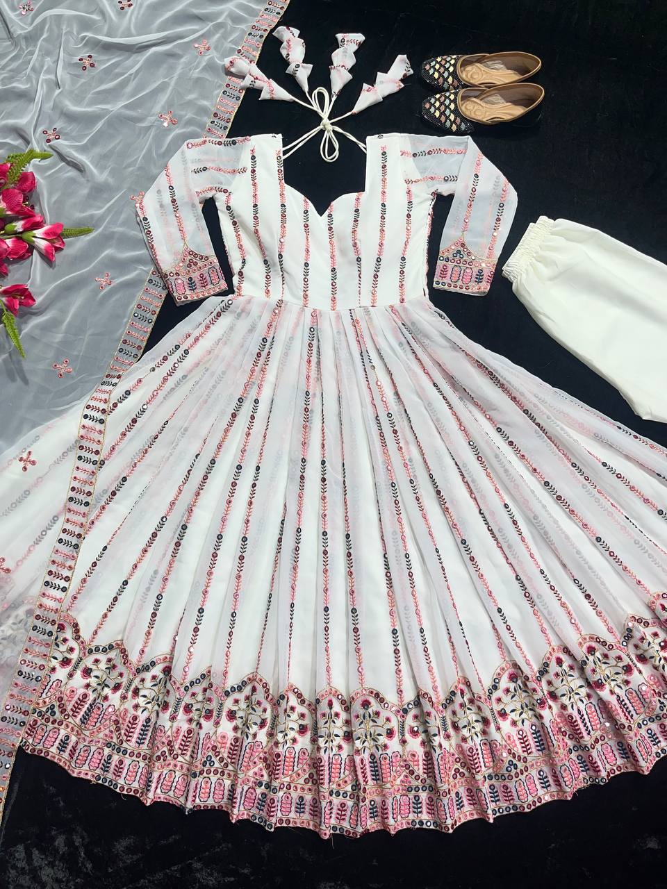Designer Party Wear Look Anarkali Gown Pent And Dupatta