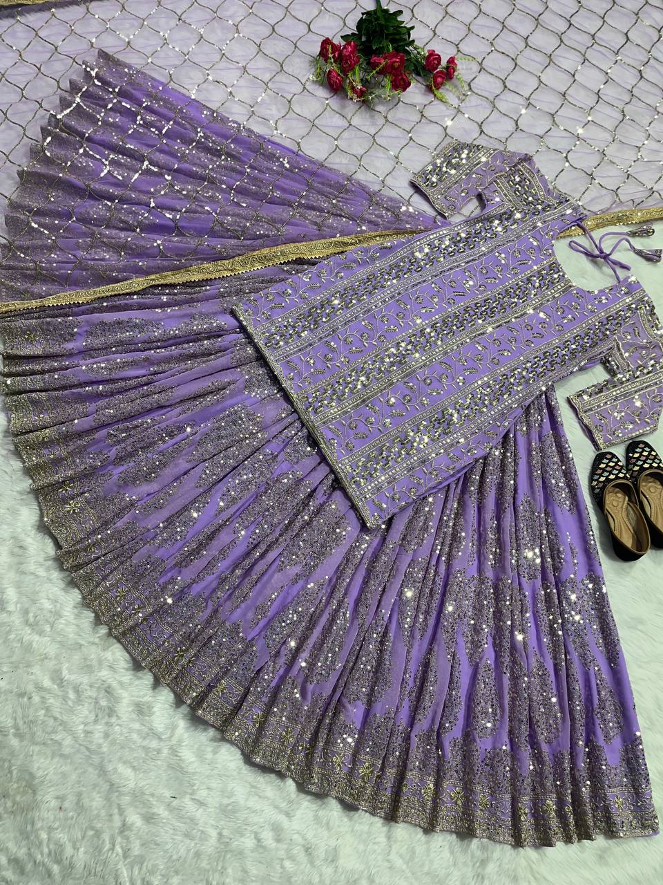 Designer Party Wear Top Lehenga And Dupatta With Fancy Border Work