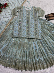 Designer Party Wear Top Lehenga And Dupatta With Fancy Border Work