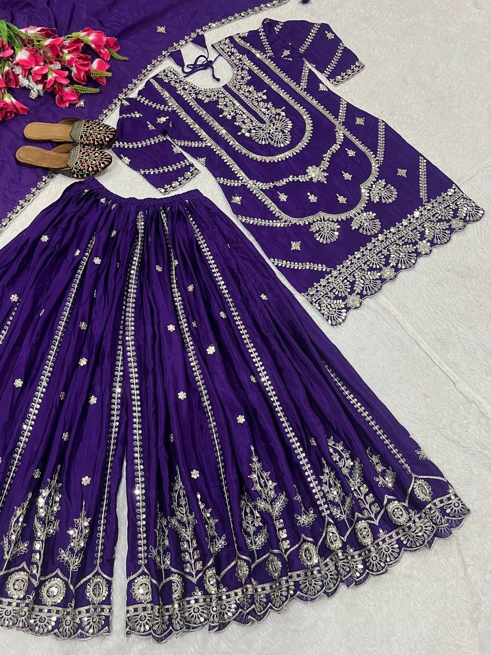 Party Wear Beautiful Top Plazzo And Fancy Dupatta