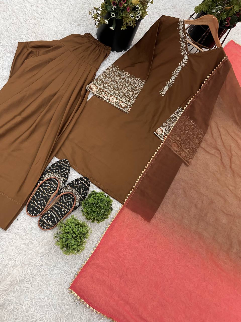 Top-Bottom And Dupatta With Embroidery Sequence Work