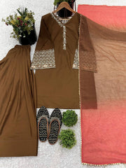 Top-Bottom And Dupatta With Embroidery Sequence Work