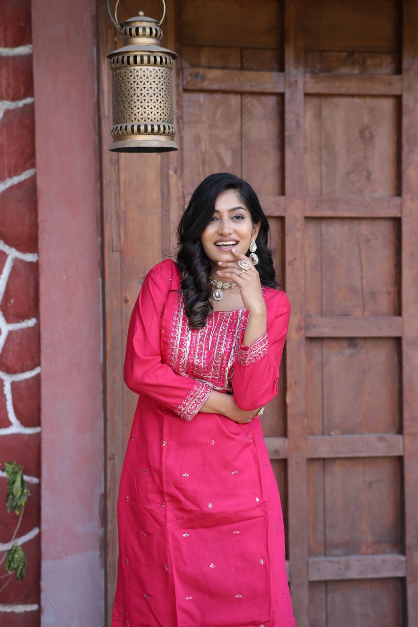 Party Wear Beautiful Top And Bottom With Embroidery Work