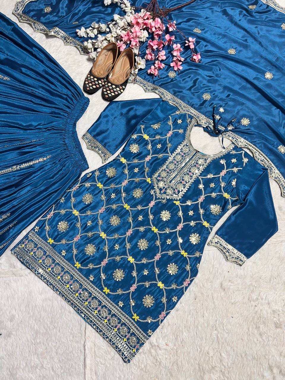 Party Wear Beautiful Top Plazzo With Fancy Dupatta