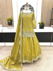 Party Wear Top Bottom And Dupatta With Embroidery Sequence Work