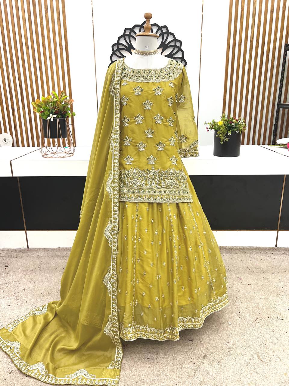 Party Wear Top Bottom And Dupatta With Embroidery Sequence Work