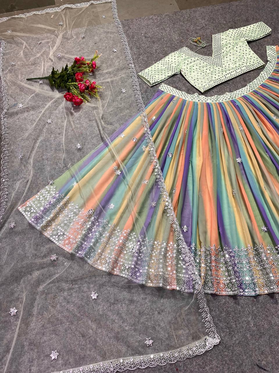 Party Wear Designer Lehenga Choli With Fancy Lace Work