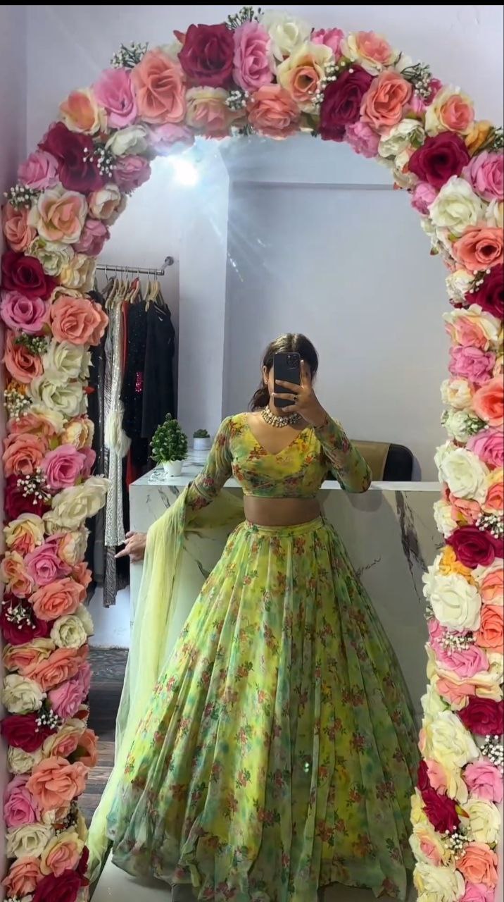 Most Beautiful Latest Lehenga Choli With Floral Print