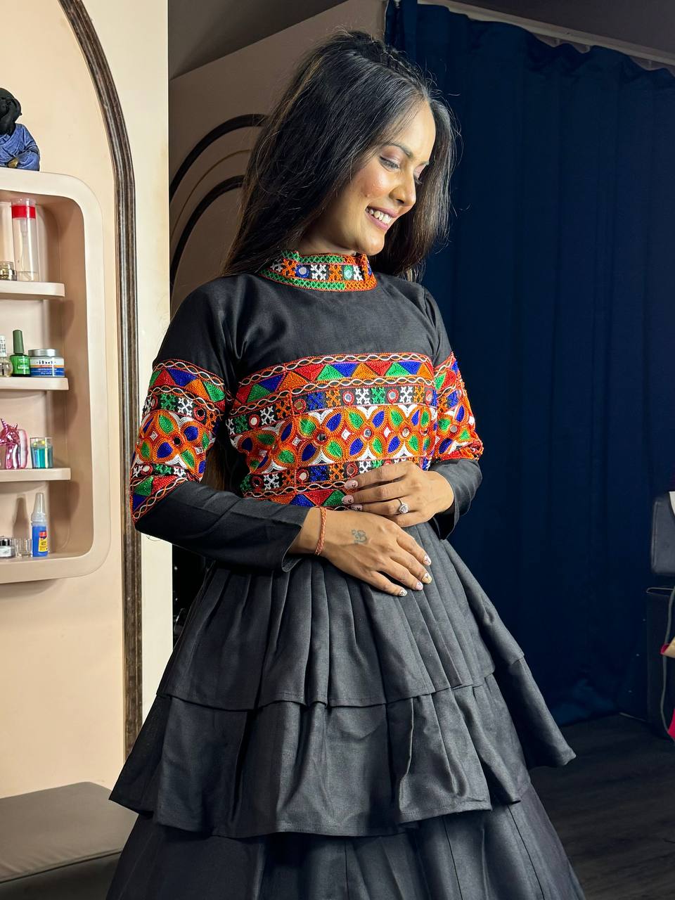 Beautiful Kediyu - Lehenga And Dupatta With Real Mirror Hand