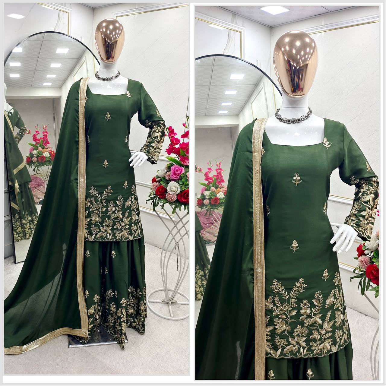 Designer Top-Sarara And Dupatta With Heavy Embroidery Sequence Work