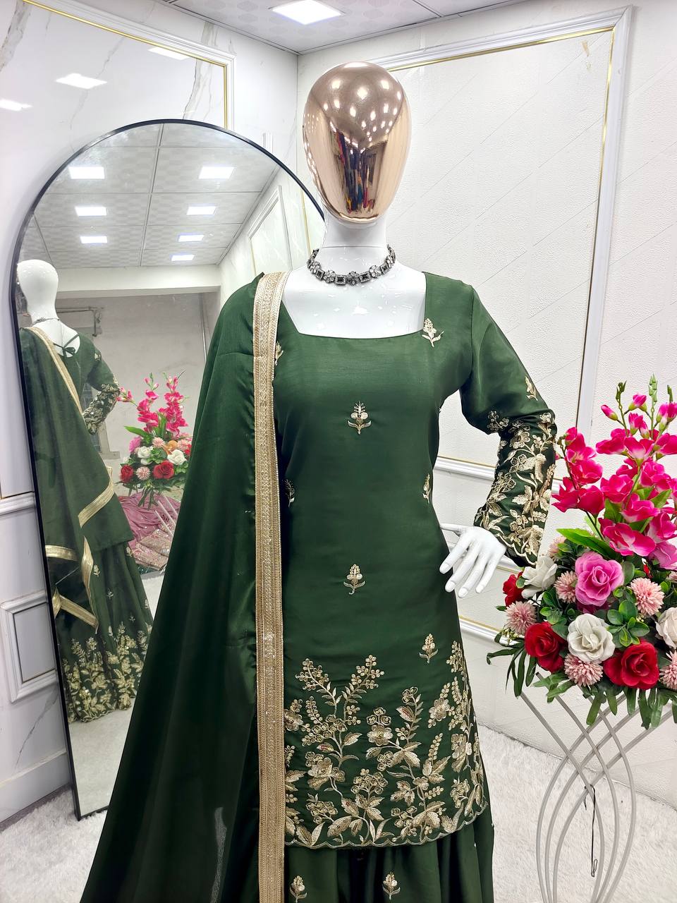 Designer Top-Sarara And Dupatta With Heavy Embroidery Sequence Work