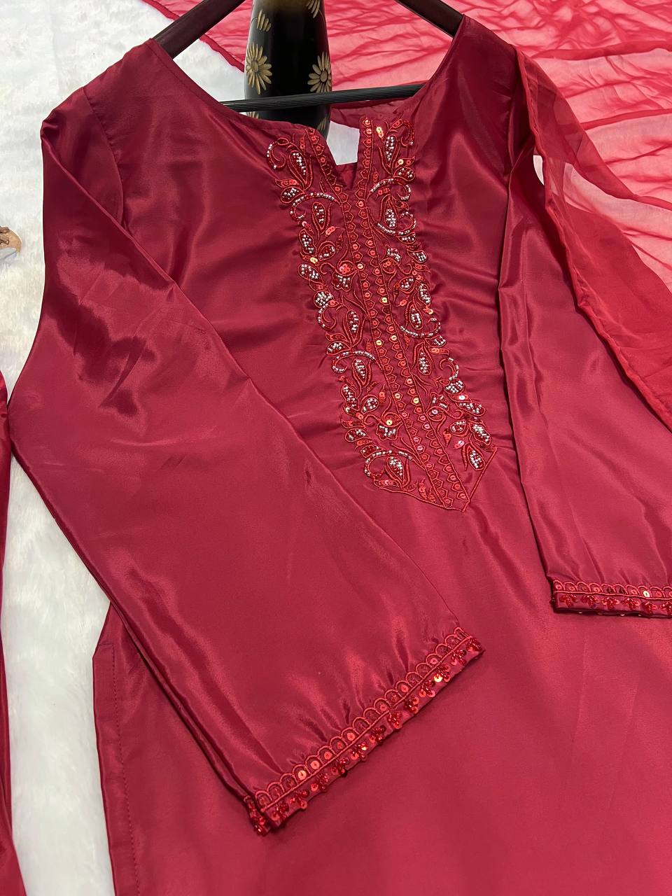 Designer Party Wear Look Top With Salwar And Dupatta