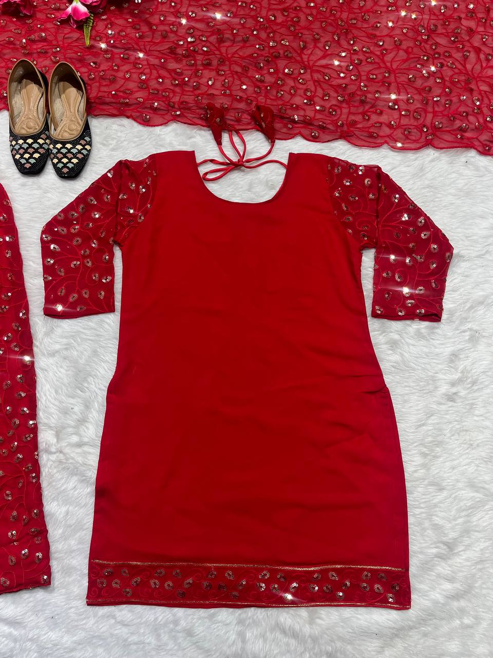 Designer Party Wear Look Top ,Patiala Styles Salwar And Dupatta