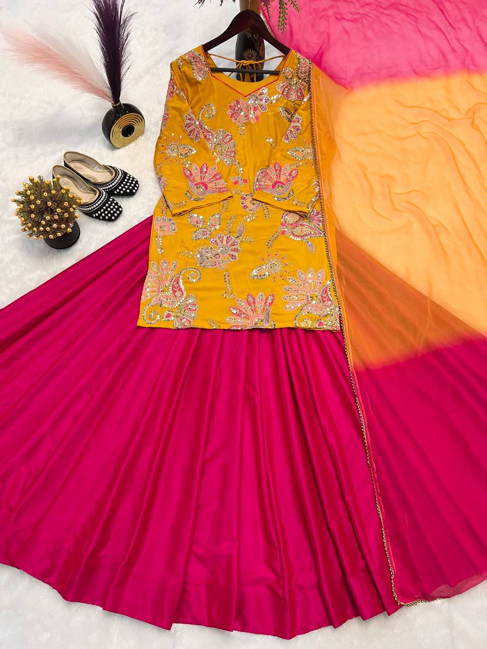 Party Wear Designer Suit Set With Sequence Multi Needle Embroidery Work