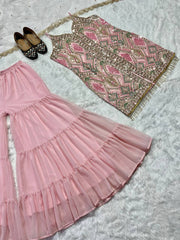 Designer Party Wear Look Top , Sharara Plazzo And Dupatta