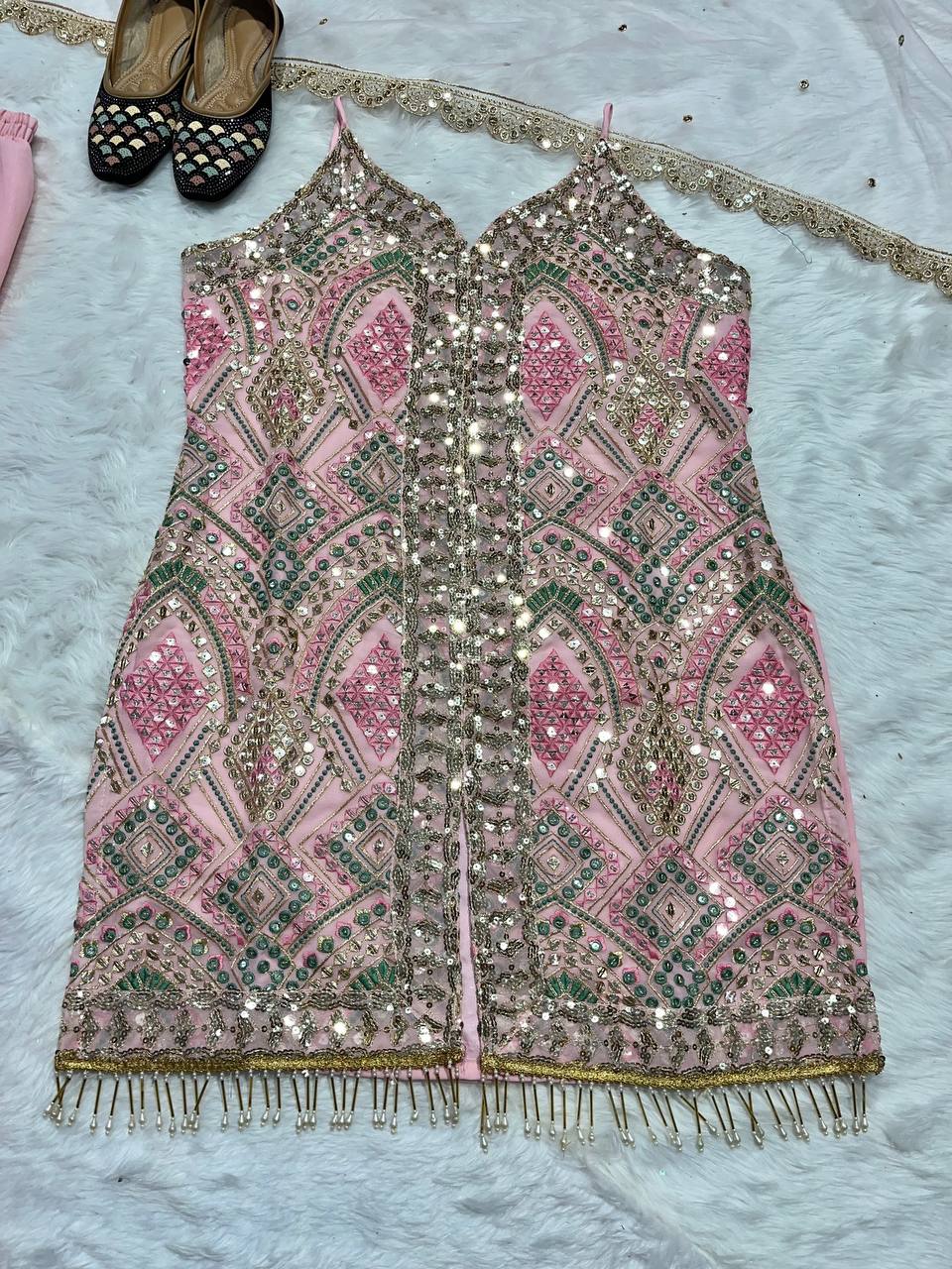 Designer Party Wear Look Top , Sharara Plazzo And Dupatta