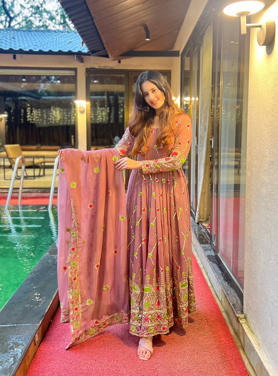 Designer Party Wear Anarkali Gown And Pent With Dupatta In New Fancy Style