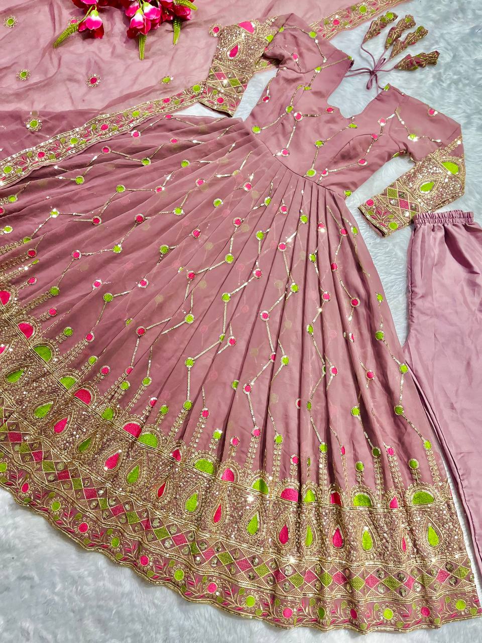 Designer Party Wear Anarkali Gown And Pent With Dupatta In New Fancy Style