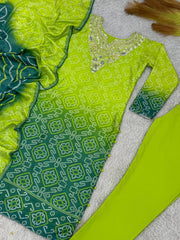 Fancy Suit Set With Beautiful Digital Print And Pearl Stone Work