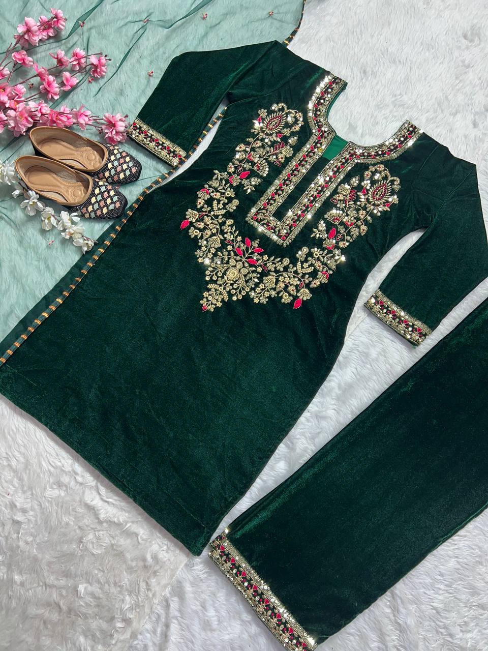 Party Wear Suit Set With Heavy Embroidery Sequence Work