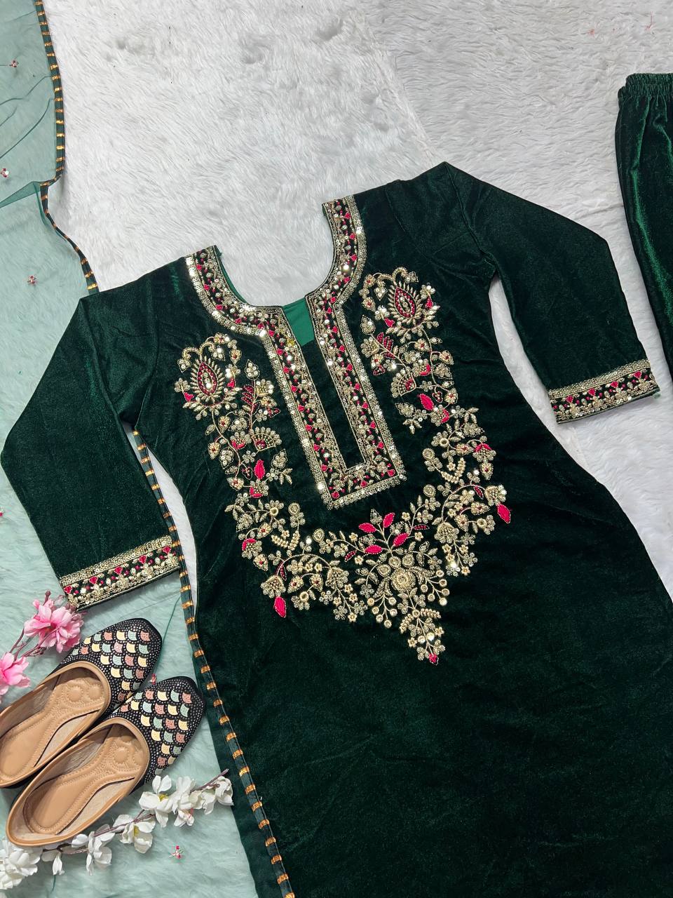 Party Wear Suit Set With Heavy Embroidery Sequence Work