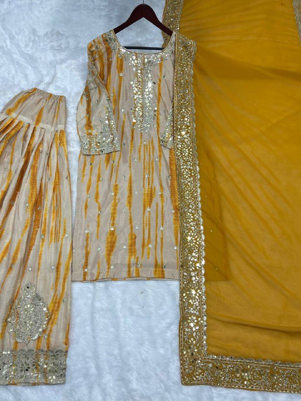 Fancy Top-Patiala And Dupatta With Digital Print And Heavy Embroidery Sequence Work